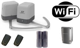 Powertech PA250 kétszárnyú kapunyitó FULL szett + beépített wifis egységgel, fotocellával